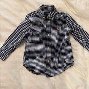 Navy Checkered Kids Shirt